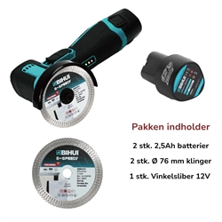 En-håndvinkelsliber Ø 76 mm Inkl. 2 x Batteri + 2 x Fliseklinger 